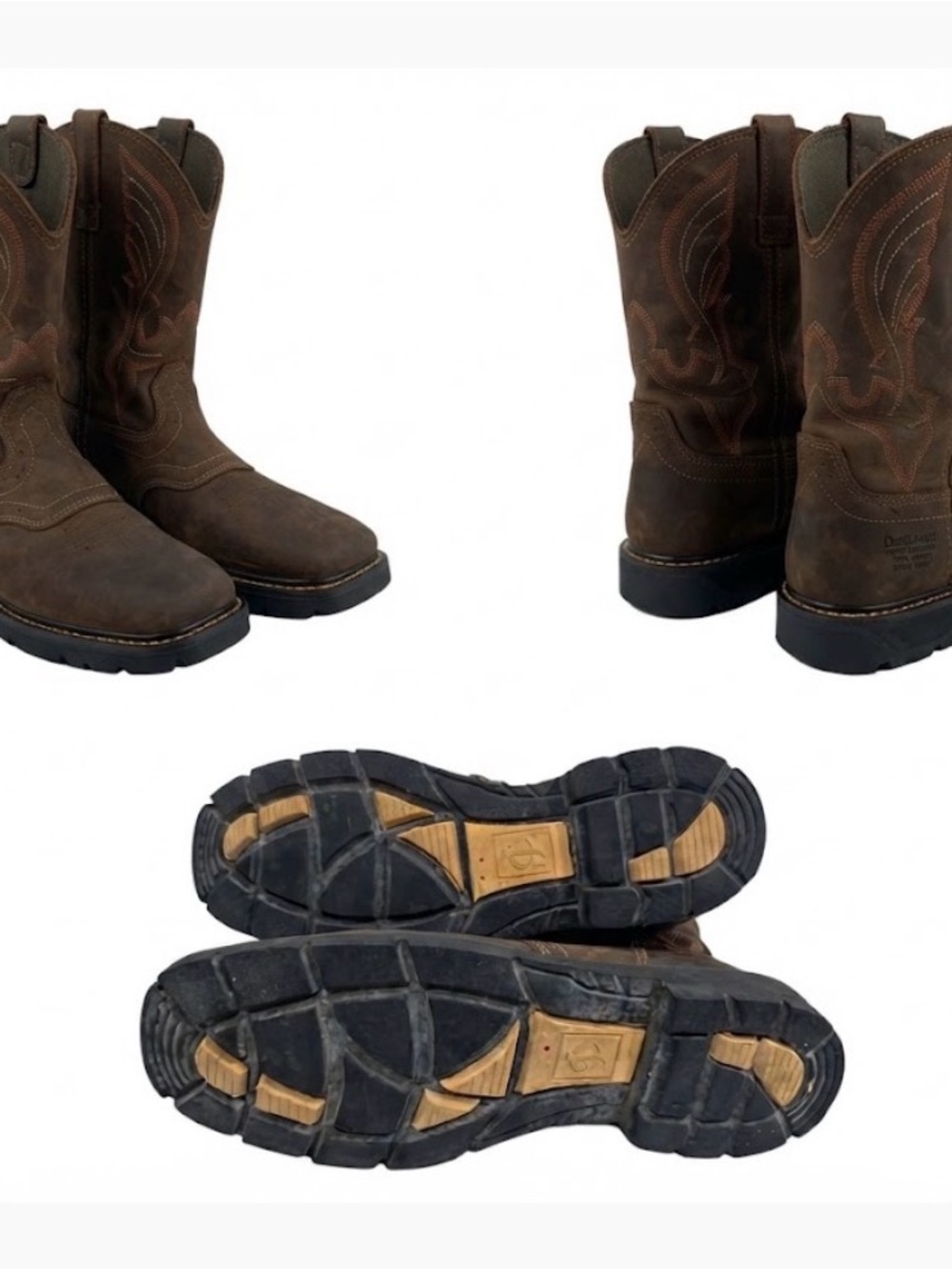Men's Brown Western Work Boots with Rugged Outsole
